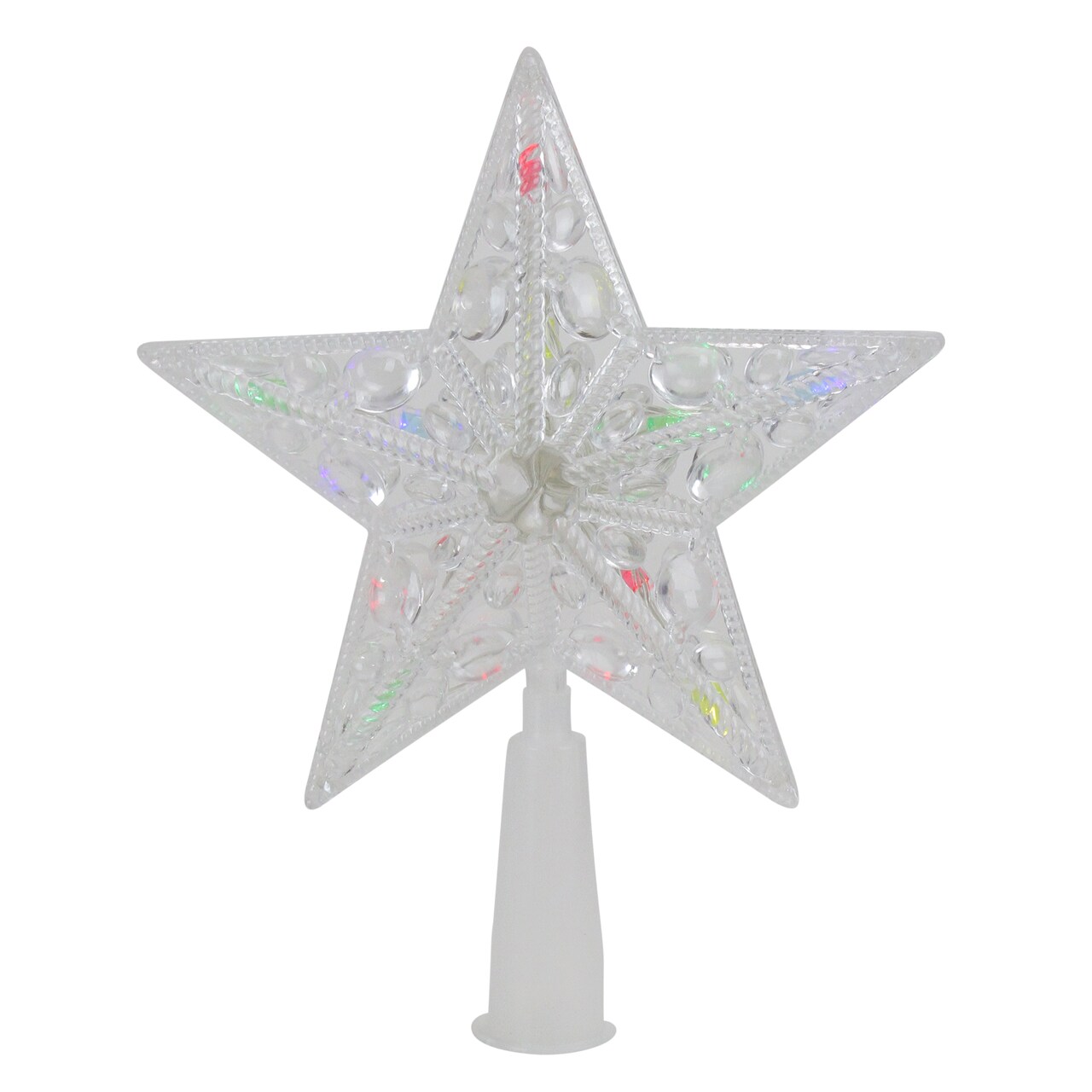 Northlight 7.5" Pre-Lit Clear Jeweled Star Battery Operated Christmas Tree Topper - Multicolor Lights